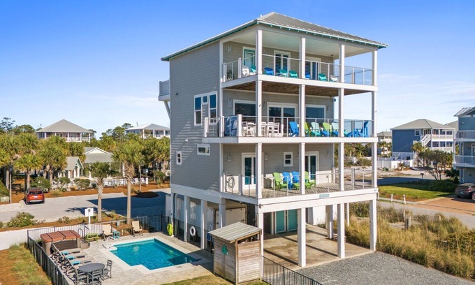Seagrass House | Sunnyside Up: Steps to the Beach, Great views, Private pool, Pet friendly