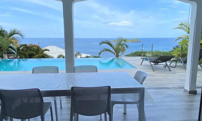 Malendure Villa | Sunset Palm - Creole villa with pool and view of the Cousteau Reserve