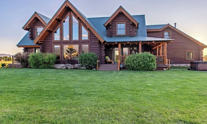 Driggs House | Teton Dreams Log Cabin with Teton Views & Hot Tub
