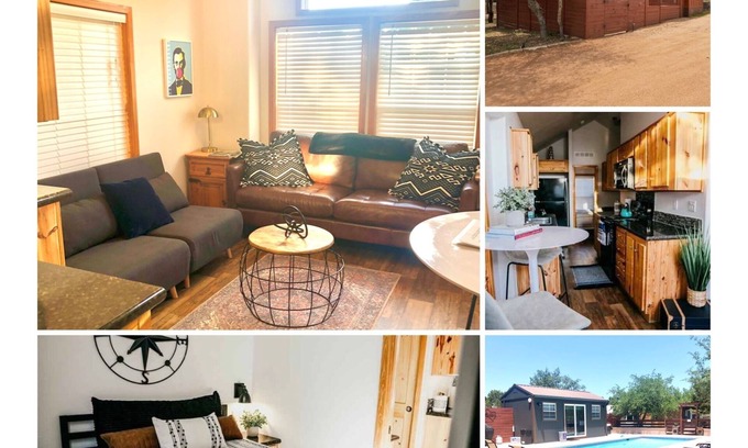 Austin Cabin | The Bison cabin in a gated 2 acre boutique tiny home resort with pool!