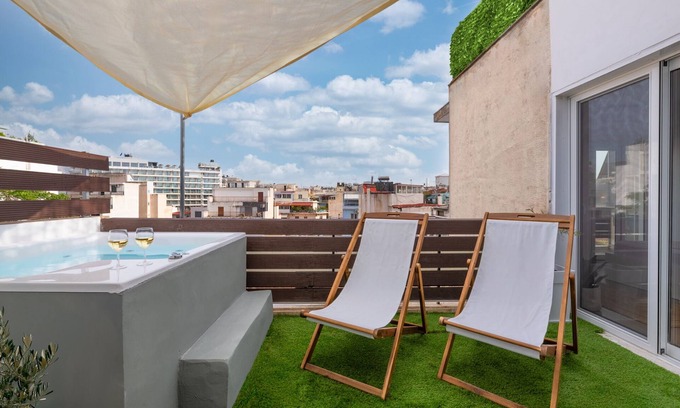 Metaxourgio Apartment | The Boho Suite Private Jacuzzi & Acropolis View