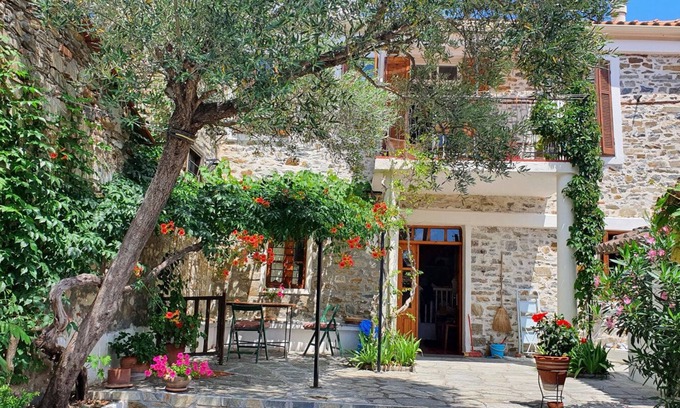 Nikita House | Traditional stone house with enclosed, idyllic courtyard, near the sea