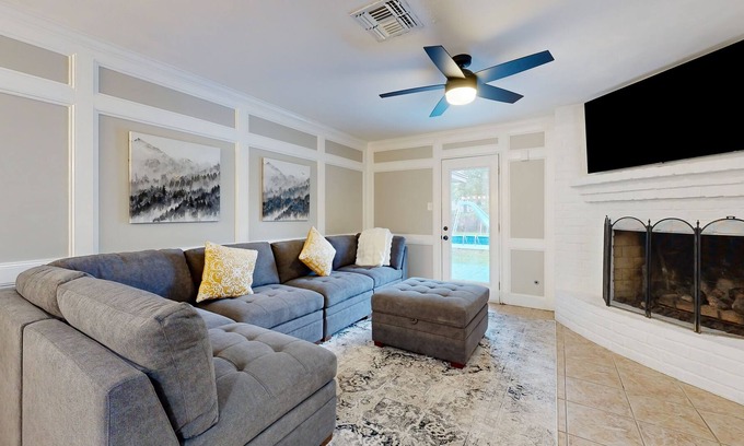 Grogan's Mill House | Tree-lined property with pool, bikes, gas fireplace, & separate casita - dogs ok