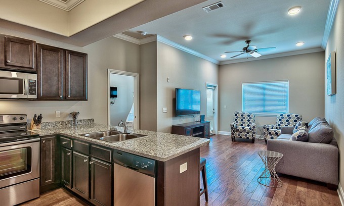 Miramar Beach Condo | Updated Alerio Condo Across from Beach! Near Pool, Hot Tub, Private Balcony.