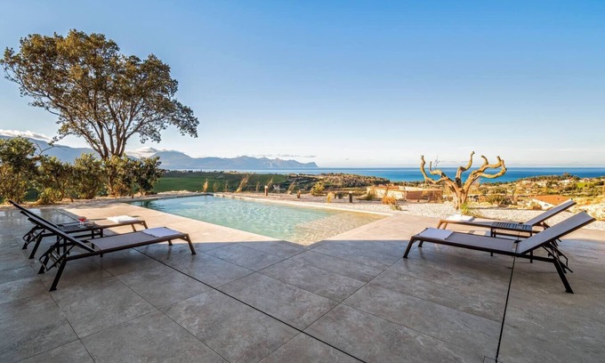 Partinico Villa | Villa Armonia: Coastal View with Private Pool