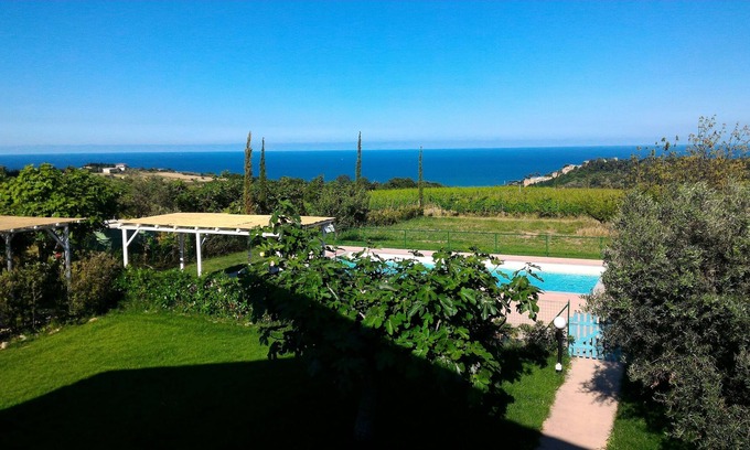 Cupra Marittima Villa | Villa pool garden sea-mountain view, family friendly, Wi-fi Air-co E.V. charge