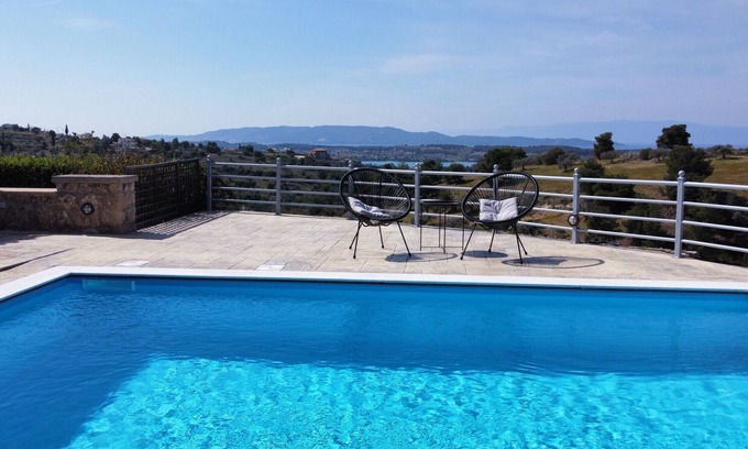 Kilada House | Villa, pool & seaview, a short drive to the beach