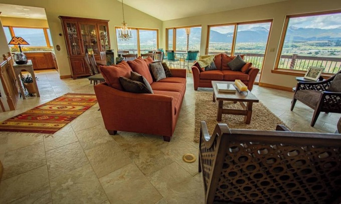 Salida House | Vista Grande: Enormous, luxurious home overlooking Salida and the Arkansas River Valley. Epic views and decks on all sides of the home.