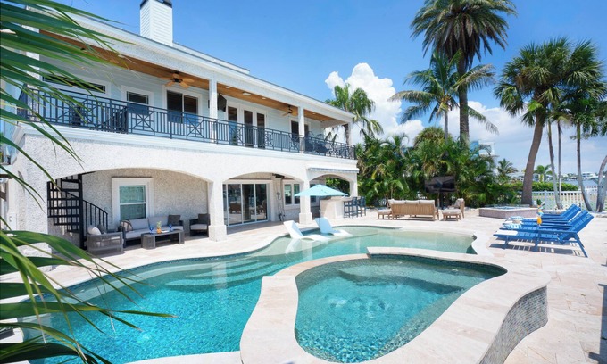 Indian Rocks Beach House | Walk to Beach 5BR Wtr, Pool, Dock, Golf Cart