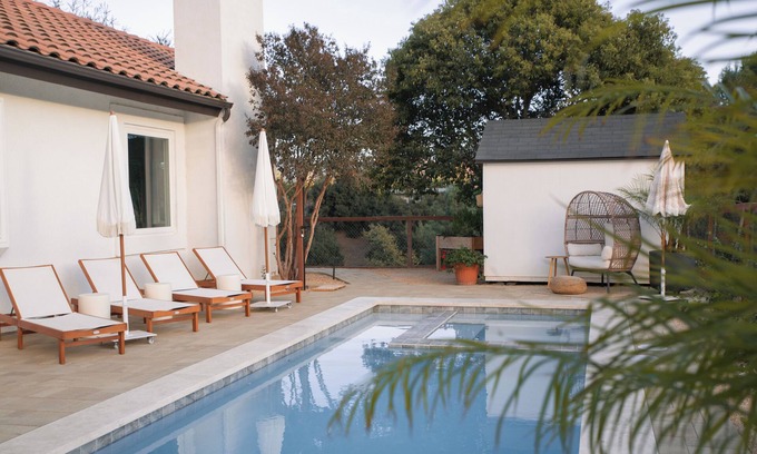 Solvang House | Walk to downtown! Relaxing oasis in Solvang with pool, spa, and fitness room.