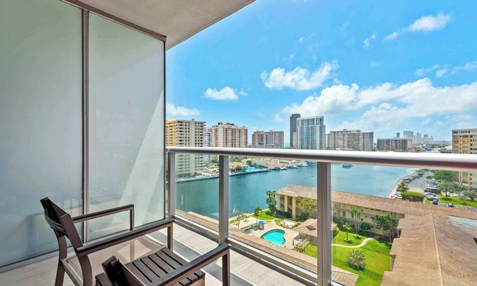 Hallandale Beach Apartment | Water View Studio with Balcony – 11th Floor