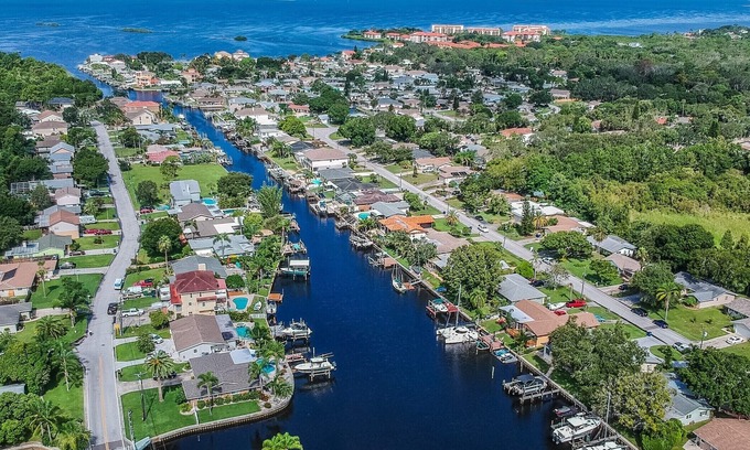 Baywood Village House | Waterfront home with dock. Pontoon boat available for fishing and beaches.