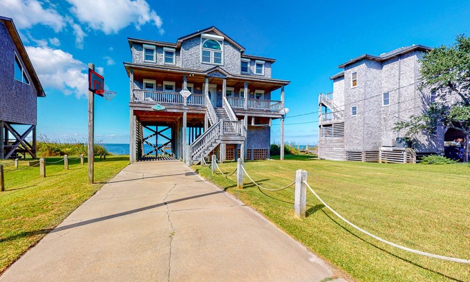 Frisco House | Waterfront House w/Private Hot Tub - Ocean Views, WiFi, AC, Gas Fireplace, W/D