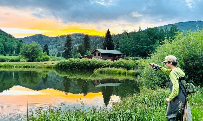 Idaho Springs Cabin | Waterfront Rocky Mt. Cabin on 50 acres & 2 fishing ponds: Mt. Evans, Ski Country