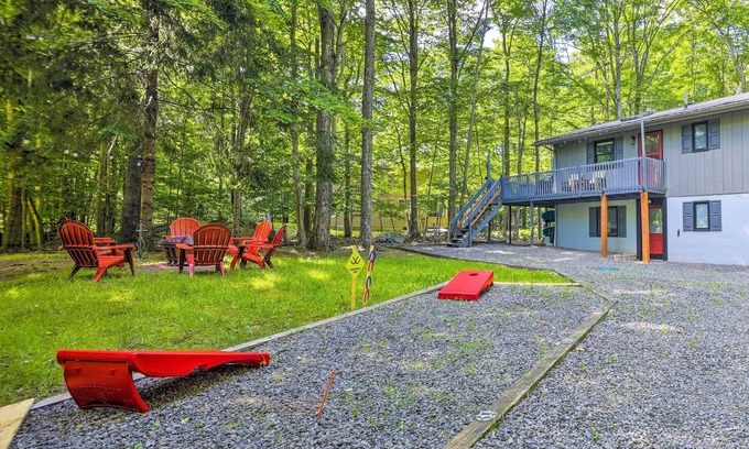 Gouldsboro Cabin | Wraparound Deck: Big Bass Lake Home in Gouldsboro