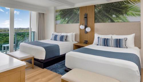 Double Room with Two Double Beds and Partial Ocean View