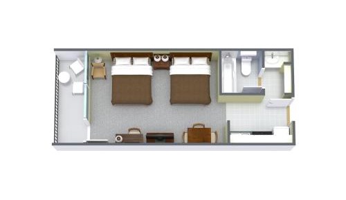 1 Bedroom Boulevard View Efficiency with 2 Double Beds - D