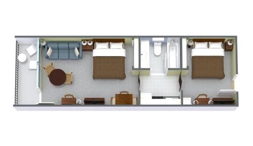 2 Bedroom Oceanfront Efficiency (Suite) with 2 Queen Beds and 1 Sleeper Sofa - A1