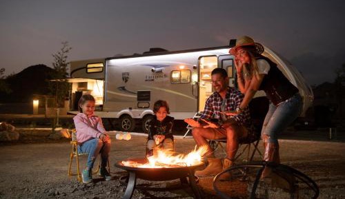 Standard Campers with Mountain Backdrop and Complimentary Adventure Activities