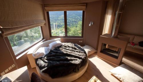 Honeymoon Suite with Fireplace and Forest View