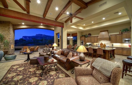 Gold Canyon Villa | Spanish style Golf Course Villa - Outdoor pools & living space
