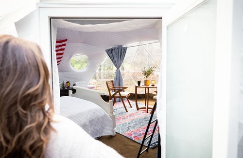 Brevard Apartment | Yurt Experience - Hot Tub - Creekside - Private Pond-