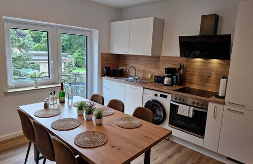 Verden Apartment | AllerGrün apartment, balcony with a view of nature