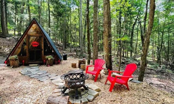Sidney RV Rental | Stay Wild | Cozy A-Frame Cabin & Glamping Escape